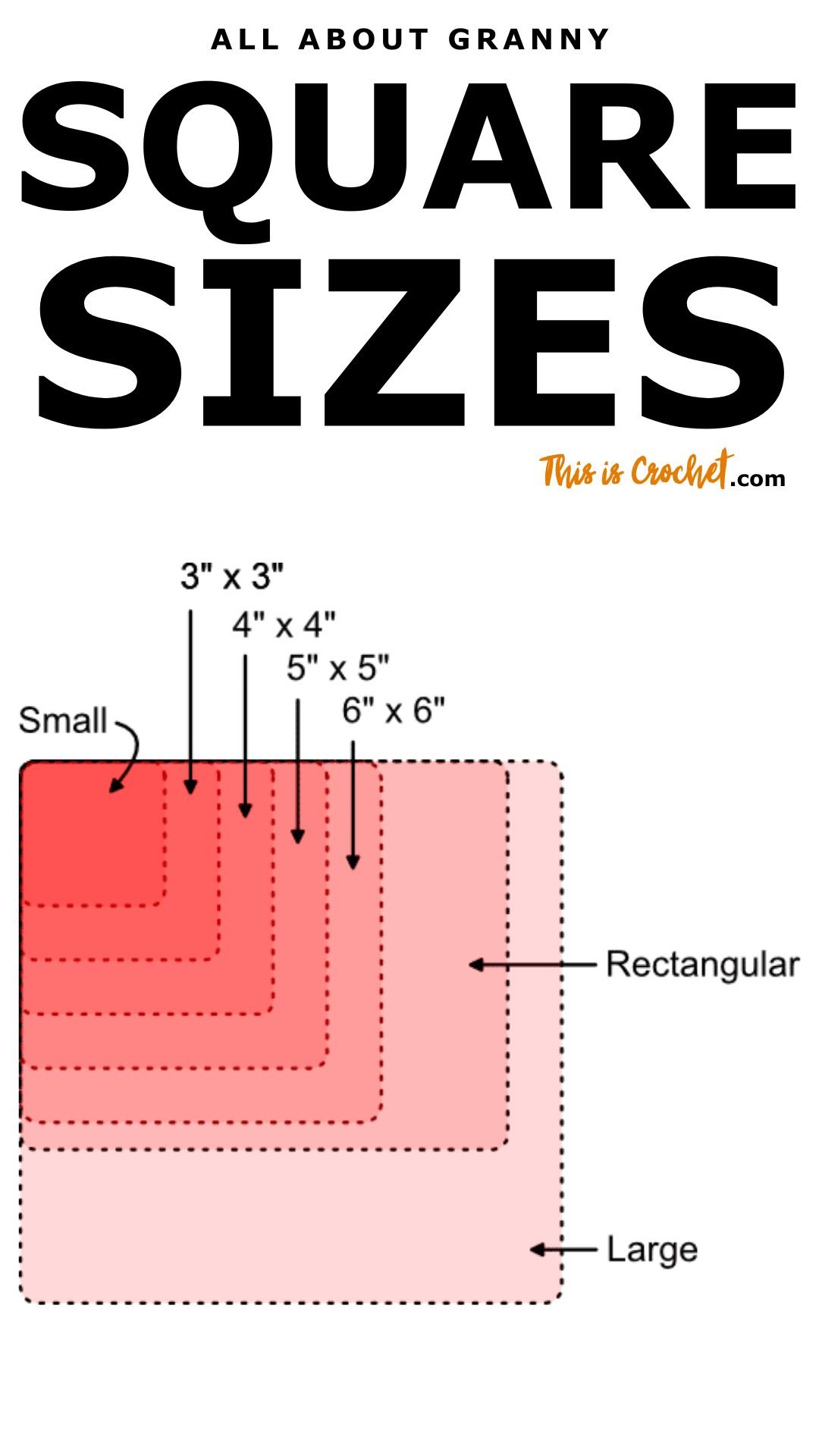 Granny square blanket size chart sale